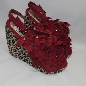 Kayleen By Los Angeles Animal Print Wedge Heels